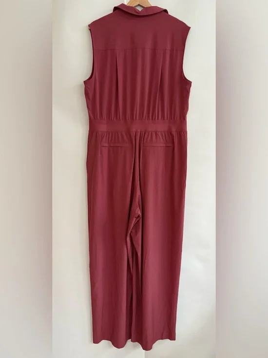 Athleta Dusty Rose Brooklyn Heights Wide Leg Jumpsuit Size 16 - Picture 4 of 7